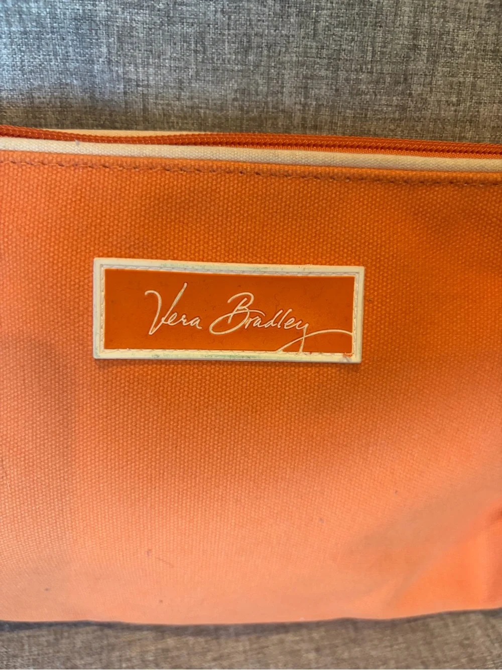 Vera Bradley Orange Canvas Pouch with Logo Patch